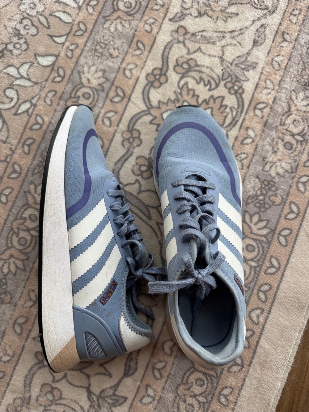 adidas Light Blue and White Retro Runner Sneakers
